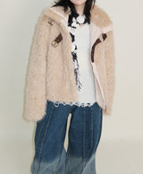 レイチェル 2ベルトディテールショート丈ファージャケット (Lining Quilted)