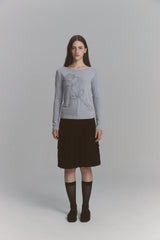 Lace Rose Long Sleeve Gray
