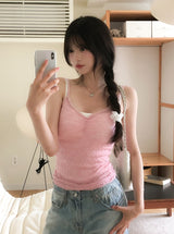 Bubble Lace Shirred Sleeveless