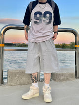 Double knee carpenter sweat half pants 2C