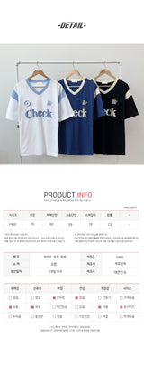 チェックVネックオーバーフィット半袖Tシャツ