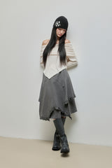 Cowl-neck Open Shoulder Tee_Ivory