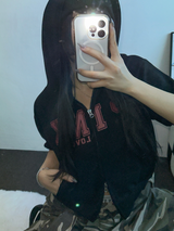 ハート🎀💕🧸ベイビーセミクロップドTシャツフーディージップアップジャンパー🧸🖤🤍3COLOR