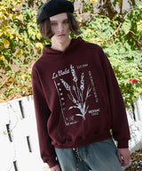 Provence lavender heritage stamp hoodie burgundy