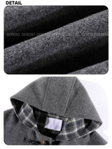 wool checkered hooded toggle quilting quilted long coat