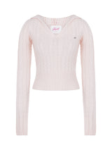 Cable V-Neck Hooded Knit