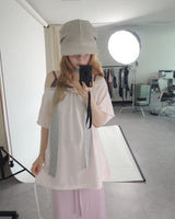 SORBET LOOSE OFF-SHOULDER SHORT SLEEVE T-SHIRT