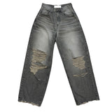 Grey damage wide pants