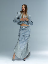 Emoha Silver Cat Tail Burst Leather Jacket