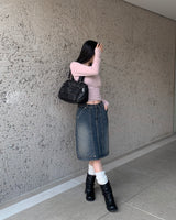 Pocket medium denim skirt