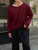 LMN ロエサマーボートネックオーバーサイズニット長袖Tシャツ (4 colors)
