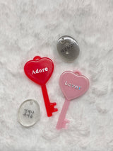 Key of Your Heart HEART Lover Pink with "With My Love" Lettering Pendant / Couple Birthday Gift Charm Bag Phone Key Shape