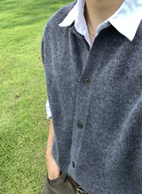 glass-like cash round hachi knit cardigan