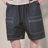 stripe denim shorts_blue