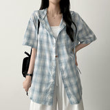 Roaming Check Hooded Short Sleeve Shirt Southern