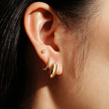 gold mini u-shape huggie hoop 14k gold plating + 925 silver earrings E067-08G