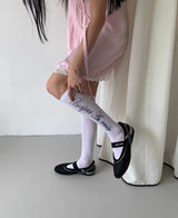 Lettering white knee socks
