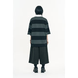 Emblem Stripe Rugby Collar Short Sleeve -Black