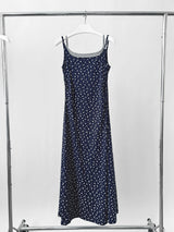 Layered Navy Floral Sleeveless Long Dress