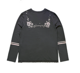 SAILOR COLLAR PRINTING T-SHIRT CHARCOAL