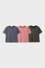 ストライプカラーウェイクロップド半袖Tシャツ