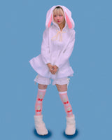 rabbit ear pom-pom hood (2color)