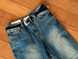 +5cm カーブフレアデニムパンツ (Blue)