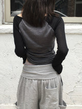 See-through Slim Off-Shoulder Raglan T-Shirt (3c)