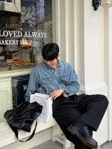 Volume curved cotton pants