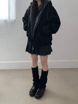 Suede fur hooded jumper (2 colors)