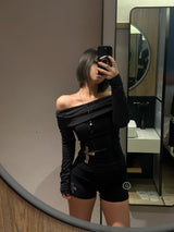 Off-Shoulder Cross Knit set