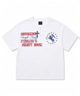 ホース レタリング ヘンリーネック クロップド Tシャツ - ホワイト