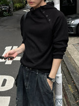 Rick Diagonal Button Waffle Hoodie