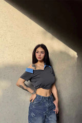 Asym Shoulder Embroidered Polo