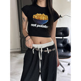 スリムプリンティングクロップTシャツ(2color)