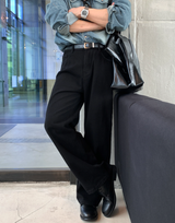  Lebey Daily Back Banding Wide Denim Pants