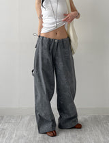 Dyed Floral Stopper Wide Pants