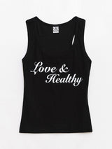 Love & Healthy ロゴノースリーブトップ Black