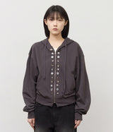 (W) Button Zip Hoodie
