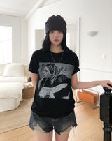 Grunge Vintage Photo Print Short Sleeve T-shirt