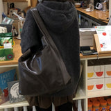 [Daily Bag👜] ナイトレザーショルダーバッグ ビッグバッグ ボブサンバッグ 旅行バッグ ノートパソコンバッグ 3色 [Brown only]