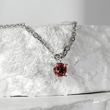 SV925-ジルコニアワンポイントチェーンネックレス_アイスオレンジ
