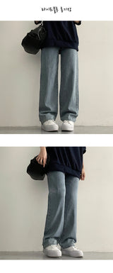 [Basic, Long/S-2XL] ライトバックバンディングサマーセミワイドデニム