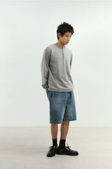 エイジスプラッターカーペンターデニムショーツ(Washed Blue)