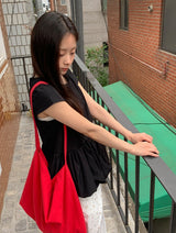 アヒディバルーンパンプキンカップスリーブブラウス