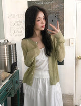 Pure V-neck Button Lace Sleeveless (2color)