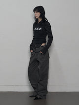 LEOPARD LACE PANTS CHACOAL