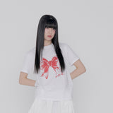 リボンロゴスリムフィットTシャツ