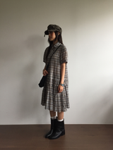 Cold check collar dress (2color) 