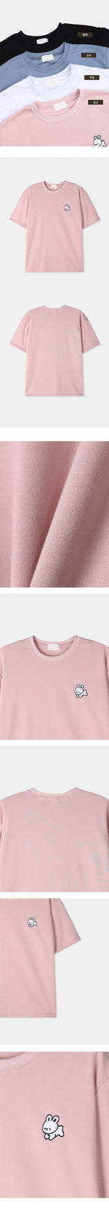 Rabbit embroidered short-sleeved T-shirt